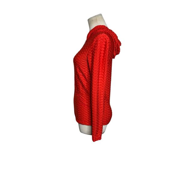 New Mix red textured long sleeves full zipper fitted hoodie jacket size S - Picture 5 of 9